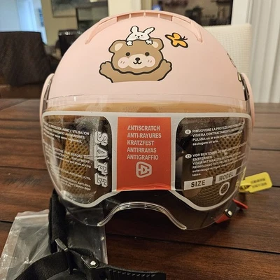 Medio casco de motocicleta retro para niños, niño pequeño aprobado por el DOT, rosa  Foto 1 de 4