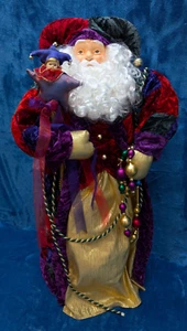 NEIMAN MARCUS MONUMENTAL SIZED HARLEQUIN STYLED SANTA TREE TOPPER 24.5" RARE - Picture 1 of 11