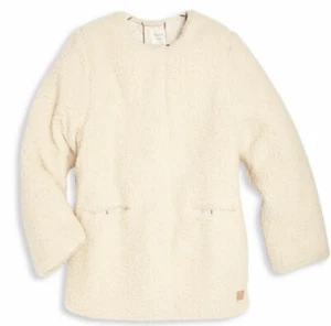 PARIS CARREMENT BEAU Girls Cream Faux Fur Coat Size 8Y Cute And Cozy Jacket 298 - Picture 1 of 8