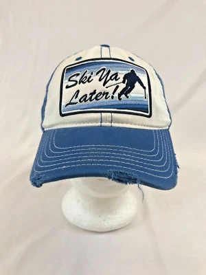 Ski Ya Later Baseball Cap Snapback Hat Blue OSFA Fossil Canvas Patch Embroidered - Image 1 of 4