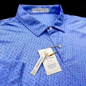 Peter Millar Crown Sport Featherweight Squid Pro Quo Polo Shirt Blue Large $110 - Picture 1 of 6