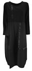 BRAVAA Women's Dress Long Sleeve Black Double Material Art. B209 Made IN Italy