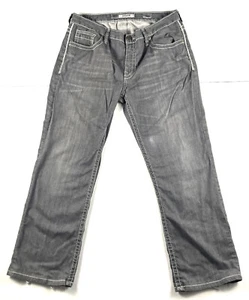 BKE Buckle Derek Jeans Men's 34S (34x29) Gray Straight Stretch Grunge Hip Flaws - Picture 1 of 16