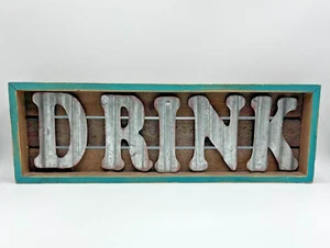 Letrero de madera Man Cave Bar 18"x6"x2" con letras galvanizadas "BEBER" decoración rústica - Imagen 1 de 9