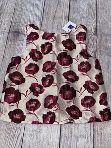 Janie & Jack Size 5 Holiday Gold Floral Burgundy Rose Jacquard Top Shirt NEW - Picture 1 of 2