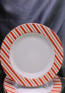 Coastal Christmas Sakura ONE Dinner Plate (s) Red Candy Cane Stripe - Picture 1 of 4