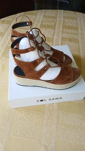 Ladies Tan Suede/Leather Espadrille Sandals Sol Sana Size EU 39 Uk Size 6 - Picture 1 of 14