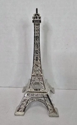Vintage Paris Statue Eiffel Tower Metal Statue Sculpture France Model - Image 1 of 4