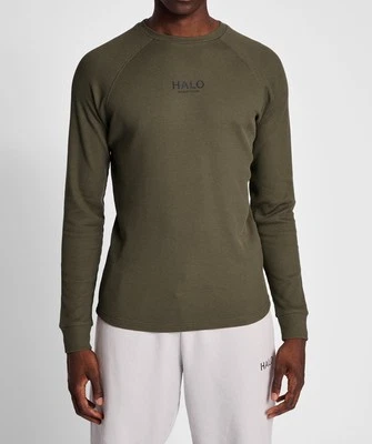 HALO WAFFLE LONG SLEEVE MILITARY GREEN  TOP Large - Image 1 of 4