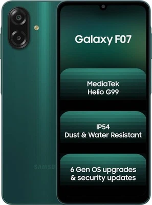 Samsung Galaxy F07 (verde, 4GB RAM, 64GB) MediaTek Helio G99 versione globale. - Immagine 1 di 4