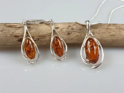 conjunto âmbar marrom joias reais prata 925 um presente de aniversário para mulher - Imagem 1 de 4