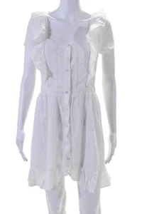 Majorelle Womens Button Down Short Sleeves A Line Dress White Cotton Size Small - Picture 1 of 6