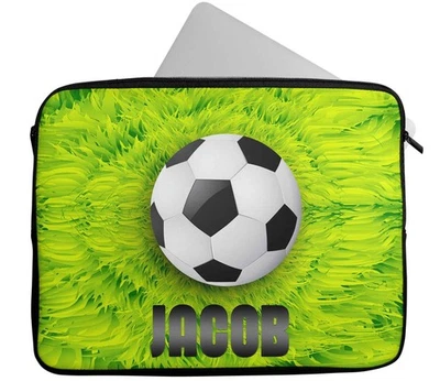 Personalised Football Design Laptop Case Any Name Sleeve Tablet Bag Great Gift 1 - Image 1 of 4