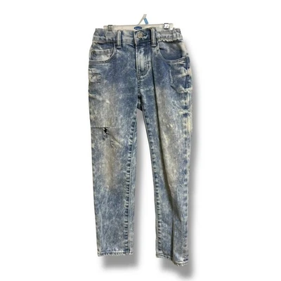 Pantalones de mezclilla ajustados elásticos regulares Gap Kids talla 7 lavado ácido desgastados niños Foto 1 de 4
