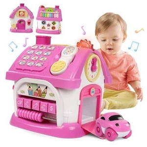 Multifunctional Learning Toy House&Activity Cube, Montessori Toys for 1 Pink - Picture 1 of 8