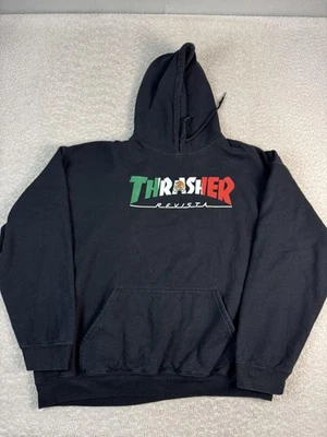 Толстовка с капюшоном мужская Thrasher XL черная Revista мексиканский флаг логотип коньков графическая толстовка - Изображение 1 из 4