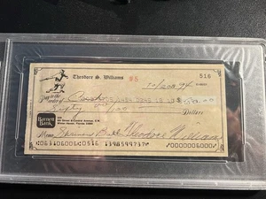 Vintage Ted Williams signierter persönlicher Scheck PSA/DNA Authentifizierung gekapselt - Bild 1 von 3