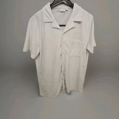 Camisa de campamento Onia Terry para hombre M verde menta manga corta botón delantero resort Foto 1 de 4