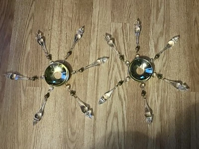 2 collares bobeche vintage de candelabro dorado y transparente con gotas Foto 1 de 2