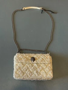 KURT GEIGER London Kensington Tweed Convertible Crossbody Bag in Cream Medium - Picture 1 of 20