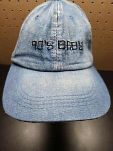 Chapeau casquette bébé années 90 adulte réglable denim bleu 100 % coton 