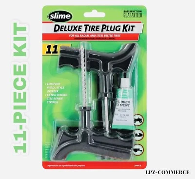 11 Piece Tire Repair Reamer Plug Kit Car Truck Pistol Grip Slime Deluxe 2040-A - Image 1 of 2