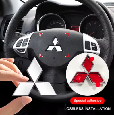 Steering Wheel Emblem for Mitsubishi ASX Lancer Eclipse Outlander L200 Mirage - Image 1 of 4