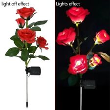 Red Rose Solar Lamp Ground Outdoor Waterproof Yard Power LED Artificial Flower L