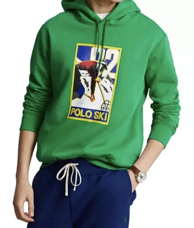 Mens Polo SKI Ralph Lauren Sun Valley Graphic Hoodie / Green / Size XL