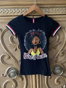 Cute 4 U Girls Black Short Sleeve T-Shirt 7 Girl Power - Picture 1 of 6