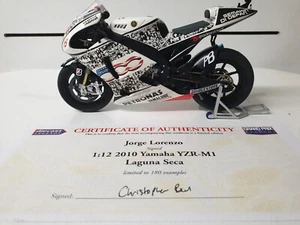 1/12 Minichamps 2010 Jorge Lorenzo Yamaha Laguna Seca SIGNED with COA - Picture 1 of 6