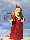 Christmas Tree & Cane Staff REGAL SANTA CLAUS Metal Crafters Statue 10/6 ❤️j8