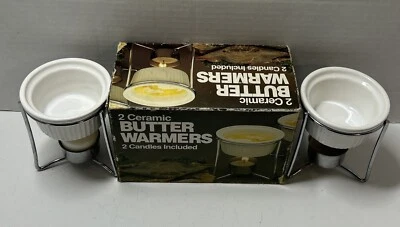 Butter and Sauce Warming Cups Prepare and Serve Ceramic Set of 2 - Image 1 of 4