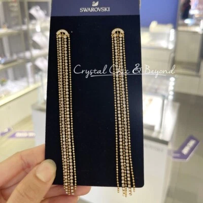 AUTÊNTICO SWAROVSKI NOVO EM FOLHA Brincos de Borla Perfurada Ajuste Ouro Branco 5504572 - Imagem 1 de 4