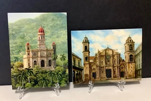 Pair CATHEDRAL OF HAVANA & SANTUARIO DE LA VIRGEN DE LA CARIDAD DEL COBRE Tiles - Picture 1 of 10
