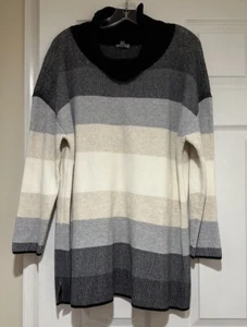 Nuevo con etiquetas Suéter Acanalado Talbots 2X Gris, Crema T Por Talbots Cuello de Vaca - Imagen 1 de 3