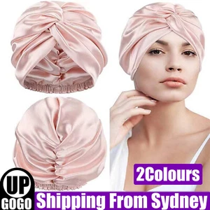 Imitation Silk Night Cap Care Bonnet Double-layer Sleeping Cap Hair Styling New - Picture 1 of 12