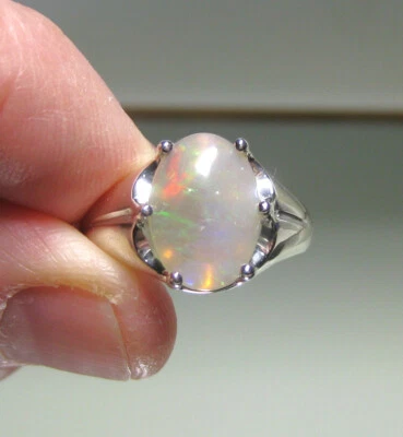 Nuevo anillo de ópalo de cristal macizo natural para hombre en plata de ley 925 talla 11,75 Foto 1 de 4