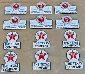 12X Texaco Munising coal  PORCELAIN ENAMEL SIGN BOARD SIZE 8"X6.8" INCHES SINGLE - Picture 1 of 3