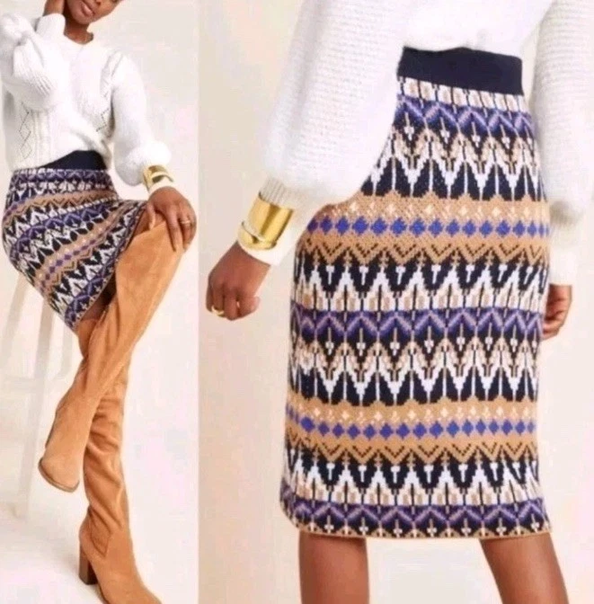 Anthropologie Mujeres Multicolor Saoirse Suéter Tejido Lápiz Midi Falda Talla XL Foto 1 de 4