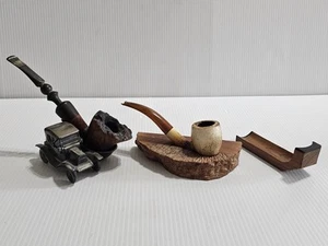 Lote 2 Pipas Con Soportes 1 Pipa de Tabaco Hecha en Dinamarca Como Está Piezas O Reparación - Imagen 1 de 21