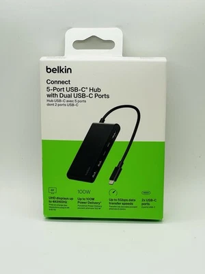 Belkin USB-C 5-Port Hub 4K HDMI Display @60Hz 100W Power Delivery 5Gbps HDMI 2.0 - Image 1 of 4