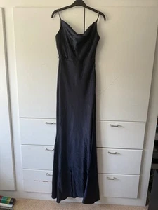 True Decadence Satin Cowl Neck Maxi size 8 Navy Prom Dress - Picture 1 of 10