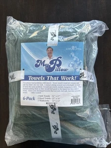 My Pillow 6 Piece Set Cotton Bath, Hand, Washcloth Towel Set Hunter Green NEW - Picture 1 of 5