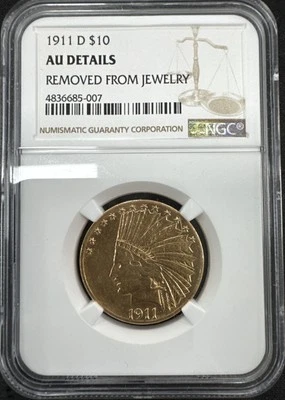 1911-D $10 Indian Gold Eagle NGC AU Details  Nice Looking Key Date  - Image 1 of 4