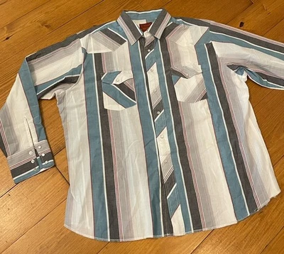 Camisa Rustler Western Vintage Para Hombres XXL Perla Broches de presión Colas X largas 75166 Rayas Foto 1 de 4