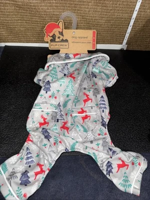 Pup Crew Dog Apparel Fleece Red Pajamas CHRISTMAS SNOWFLAKE PJS Size LARGE NEW - Image 1 of 4