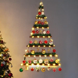 40 in Wall Hanging Mounted Christmas Trees Wood Ladder Tree Wall Hanging Chri... - Picture 1 of 6