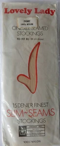 Lovely Lady One Size Vintage 15 Denier Seamed Nylon Stockings in Ivory - Picture 1 of 2