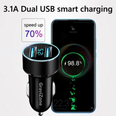 GraviZone Zigarettenanzünder 2 USB Ladegerät Auto KFZ Ladeadapter Handy IPhone - Bild 1 von 4